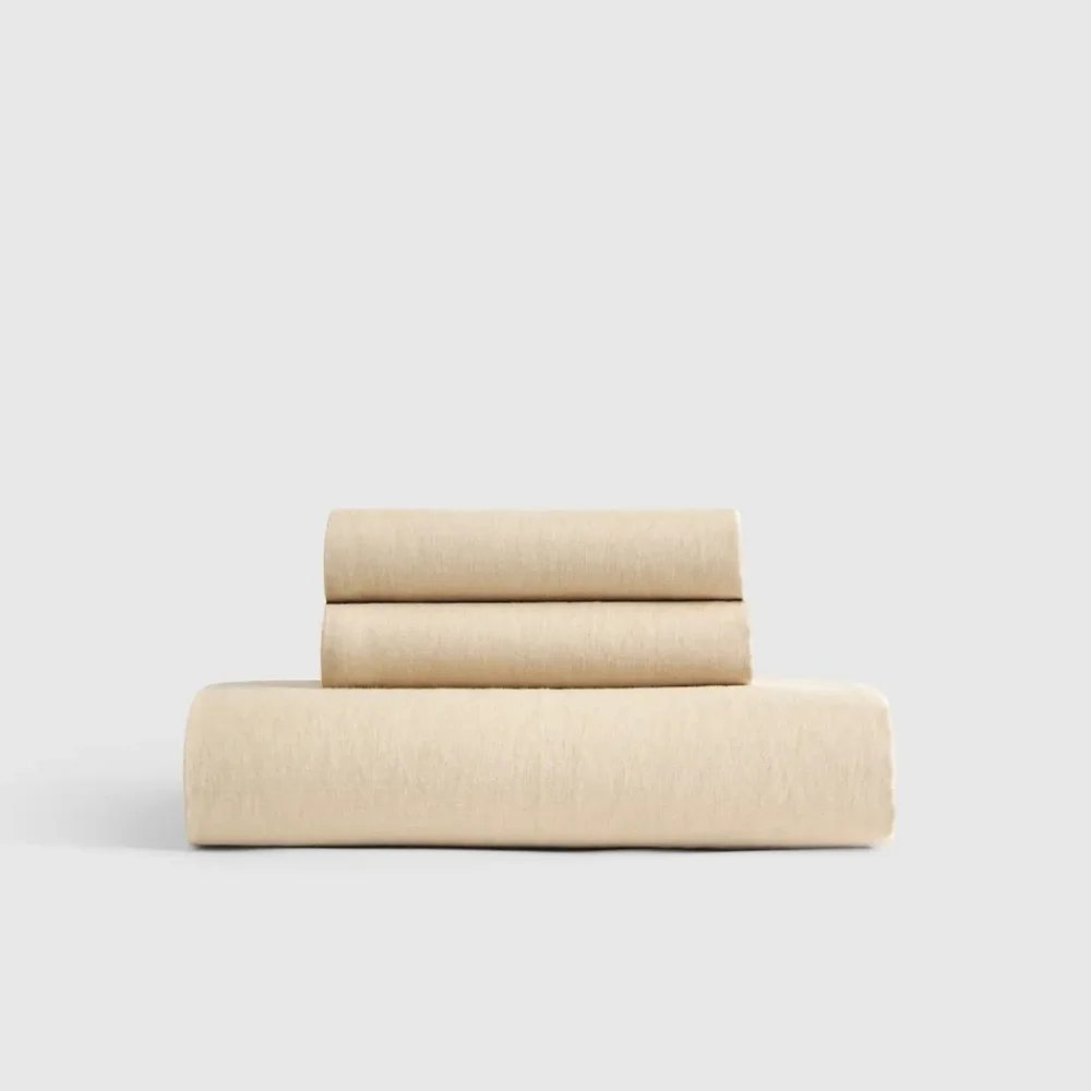 NWOT! Quince 100% Linen Oat Fitted Sheet & 2 Pillowcases! Full (640)